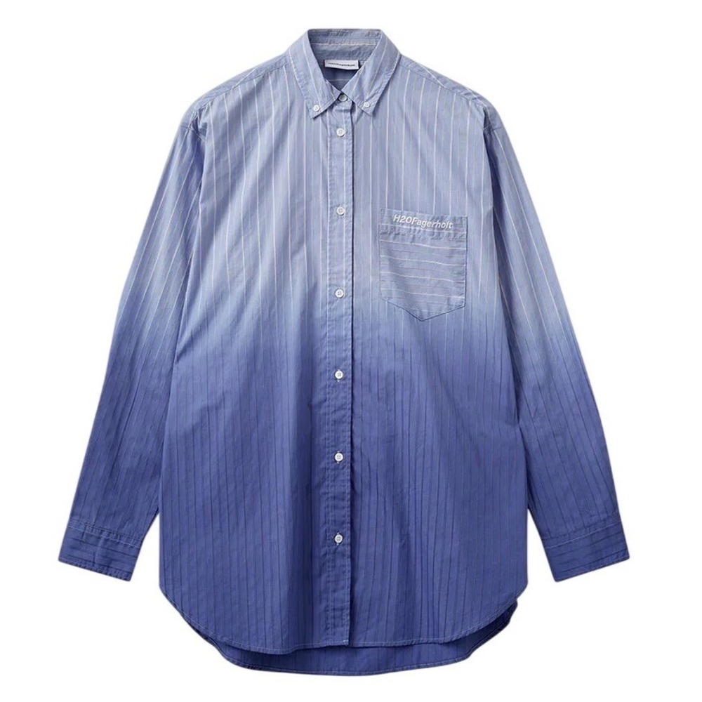 H2OFagerholt Holiday Dip Dye Shirt Mens Large Blue Striped Ombre